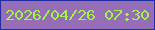 文字の大きさ：4、枠の色：222d9f、背景の色：966db7、文字の色：9ff448 無料ブログパーツのブログ時計