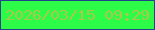 文字の大きさ：4、枠の色：22448b、背景の色：2cfc48、文字の色：a8c94c 無料ブログパーツのブログ時計