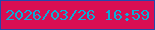 文字の大きさ：3、枠の色：2249ac、背景の色：d80e53、文字の色：09aed8 無料ブログパーツのブログ時計