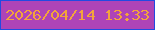 文字の大きさ：3、枠の色：224ae1、背景の色：ae44b7、文字の色：f3a43b 無料ブログパーツのブログ時計