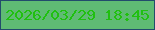 文字の大きさ：2、枠の色：224c6c、背景の色：5fbb74、文字の色：20c010 無料ブログパーツのブログ時計