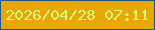 文字の大きさ：5、枠の色：225589、背景の色：e8a705、文字の色：d9f87f 無料ブログパーツのブログ時計