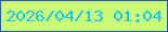 文字の大きさ：4、枠の色：2257a9、背景の色：cbfc76、文字の色：16c8f6 無料ブログパーツのブログ時計