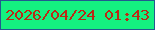 文字の大きさ：2、枠の色：22598f、背景の色：14f180、文字の色：bb2a15 無料ブログパーツのブログ時計