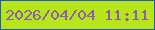 文字の大きさ：1、枠の色：225ac3、背景の色：b6e619、文字の色：8c5eaf 無料ブログパーツのブログ時計
