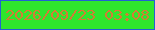 文字の大きさ：2、枠の色：2261d4、背景の色：2fe62d、文字の色：d37c35 無料ブログパーツのブログ時計