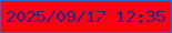 文字の大きさ：1、枠の色：2269d9、背景の色：f50416、文字の色：252589 無料ブログパーツのブログ時計
