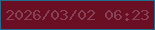 文字の大きさ：4、枠の色：226e8c、背景の色：6a0f23、文字の色：884055 無料ブログパーツのブログ時計