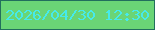 文字の大きさ：4、枠の色：226f5d、背景の色：6ad576、文字の色：46eaeb 無料ブログパーツのブログ時計