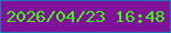 文字の大きさ：3、枠の色：2275b4、背景の色：7f1299、文字の色：3afd09 無料ブログパーツのブログ時計