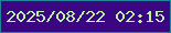 文字の大きさ：5、枠の色：228499、背景の色：3a0682、文字の色：bbf3a6 無料ブログパーツのブログ時計