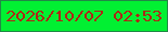 文字の大きさ：1、枠の色：228847、背景の色：01f032、文字の色：ae2715 無料ブログパーツのブログ時計
