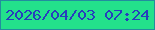 文字の大きさ：2、枠の色：228d9e、背景の色：23e18b、文字の色：273dbd 無料ブログパーツのブログ時計