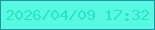 文字の大きさ：4、枠の色：2295a4、背景の色：59f8e3、文字の色：29e6c3 無料ブログパーツのブログ時計
