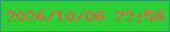 文字の大きさ：4、枠の色：22a55b、背景の色：2ccf35、文字の色：ef5744 無料ブログパーツのブログ時計