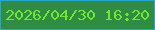 文字の大きさ：4、枠の色：22a7d1、背景の色：2e8d42、文字の色：73e534 無料ブログパーツのブログ時計