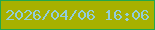 文字の大きさ：4、枠の色：22a84c、背景の色：a7b100、文字の色：92cdda 無料ブログパーツのブログ時計
