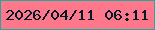 文字の大きさ：4、枠の色：22a99c、背景の色：ff778a、文字の色：001c29 無料ブログパーツのブログ時計