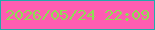 文字の大きさ：5、枠の色：22aaac、背景の色：fe5db1、文字の色：8ede53 無料ブログパーツのブログ時計