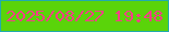 文字の大きさ：5、枠の色：22abae、背景の色：5ad40a、文字の色：f43f87 無料ブログパーツのブログ時計