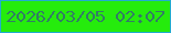 文字の大きさ：4、枠の色：22abcf、背景の色：25ec0c、文字の色：317d65 無料ブログパーツのブログ時計