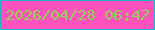 文字の大きさ：4、枠の色：22b3cb、背景の色：fd52be、文字の色：92d254 無料ブログパーツのブログ時計