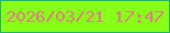 文字の大きさ：5、枠の色：22b664、背景の色：88ff16、文字の色：da8481 無料ブログパーツのブログ時計