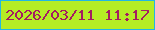 文字の大きさ：5、枠の色：22b7e4、背景の色：b5ed25、文字の色：a41c61 無料ブログパーツのブログ時計