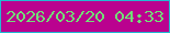 文字の大きさ：4、枠の色：22bad2、背景の色：ba028f、文字の色：72de77 無料ブログパーツのブログ時計