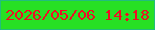 文字の大きさ：2、枠の色：22bd7d、背景の色：27e024、文字の色：ef0e24 無料ブログパーツのブログ時計