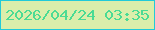 文字の大きさ：4、枠の色：22cad9、背景の色：dbeeab、文字の色：4bdb94 無料ブログパーツのブログ時計