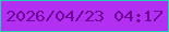 文字の大きさ：4、枠の色：22cdba、背景の色：b130f2、文字の色：6f0297 無料ブログパーツのブログ時計