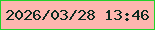 文字の大きさ：1、枠の色：22d12a、背景の色：fdb6af、文字の色：0b2a21 無料ブログパーツのブログ時計
