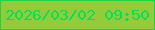 文字の大きさ：2、枠の色：22d14b、背景の色：93cb3b、文字の色：01e05a 無料ブログパーツのブログ時計