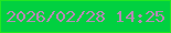 文字の大きさ：2、枠の色：22e723、背景の色：01d040、文字の色：b689b6 無料ブログパーツのブログ時計