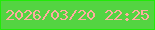 文字の大きさ：2、枠の色：22ea08、背景の色：54d442、文字の色：feaca0 無料ブログパーツのブログ時計