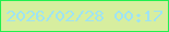 文字の大きさ：2、枠の色：22ef4f、背景の色：d7ee9f、文字の色：9ee3f4 無料ブログパーツのブログ時計