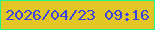 文字の大きさ：1、枠の色：22f686、背景の色：e2c626、文字の色：3c44df 無料ブログパーツのブログ時計