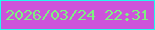 文字の大きさ：5、枠の色：22faee、背景の色：cc54da、文字の色：7ff281 無料ブログパーツのブログ時計