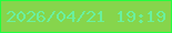 文字の大きさ：1、枠の色：22ff3f、背景の色：86d54c、文字の色：6af09e 無料ブログパーツのブログ時計