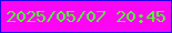 文字の大きさ：5、枠の色：2302e9、背景の色：fb05f2、文字の色：54fa36 無料ブログパーツのブログ時計