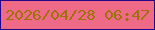 文字の大きさ：1、枠の色：230687、背景の色：ee6a86、文字の色：9e700b 無料ブログパーツのブログ時計