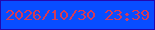 文字の大きさ：4、枠の色：2308ae、背景の色：084dff、文字の色：d43a58 無料ブログパーツのブログ時計