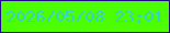 文字の大きさ：3、枠の色：23098a、背景の色：4dfd02、文字の色：32d3cb 無料ブログパーツのブログ時計