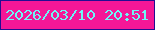 文字の大きさ：4、枠の色：230d92、背景の色：f41797、文字の色：6ef5f6 無料ブログパーツのブログ時計