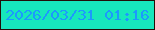 文字の大きさ：3、枠の色：230e07、背景の色：17e7bc、文字の色：1c99fd 無料ブログパーツのブログ時計