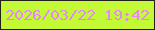 文字の大きさ：3、枠の色：231f19、背景の色：c3fa35、文字の色：e586fd 無料ブログパーツのブログ時計