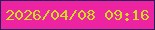 文字の大きさ：2、枠の色：23205b、背景の色：ee23a1、文字の色：cede1e 無料ブログパーツのブログ時計