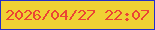 文字の大きさ：4、枠の色：232fca、背景の色：f0d134、文字の色：eb4534 無料ブログパーツのブログ時計