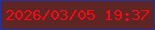 文字の大きさ：1、枠の色：23329f、背景の色：5d2523、文字の色：ff070e 無料ブログパーツのブログ時計
